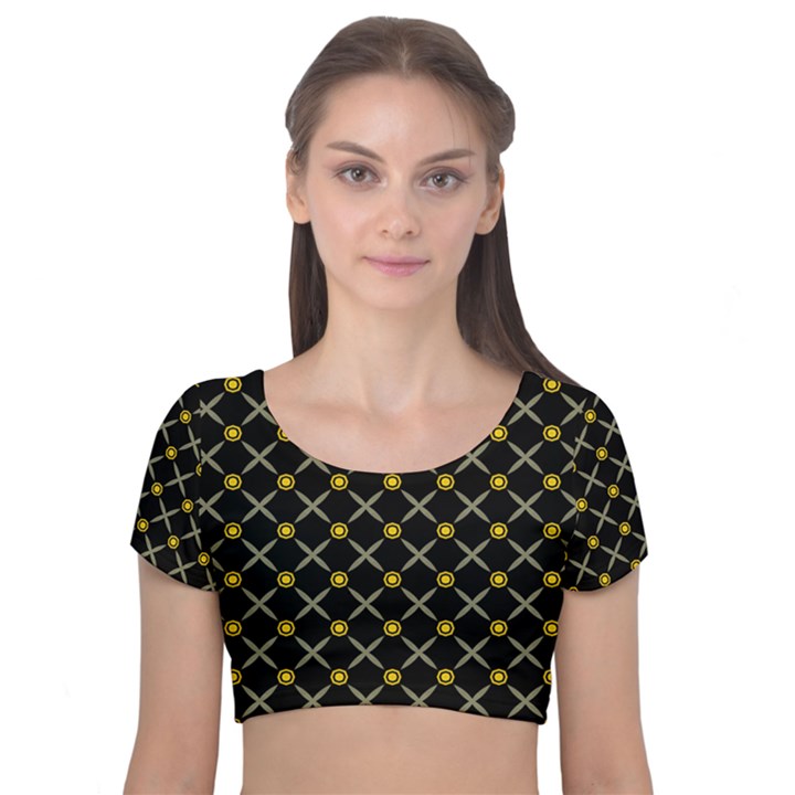 Jazz Velvet Short Sleeve Crop Top 