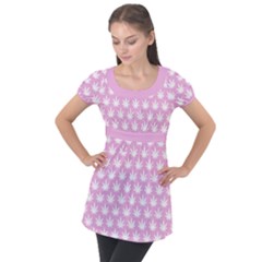 Kawaii Cannabis  Puff Sleeve Tunic Top