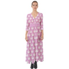 Kawaii Cannabis  Button Up Boho Maxi Dress