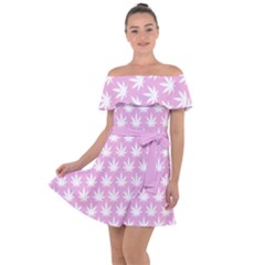 Kawaii Cannabis  Off Shoulder Velour Dress