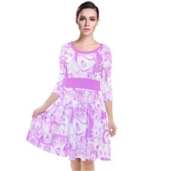 Pink Hentai  Quarter Sleeve Waist Band Dress