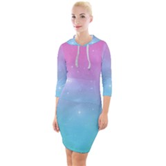 Pastel Goth Galaxy  Quarter Sleeve Hood Bodycon Dress by thethiiird