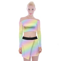 Pastel Goth Rainbow  Off Shoulder Top With Mini Skirt Set by thethiiird