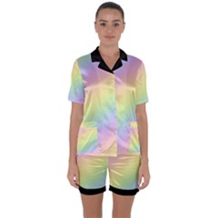 Pastel Goth Rainbow  Satin Short Sleeve Pyjamas Set by thethiiird