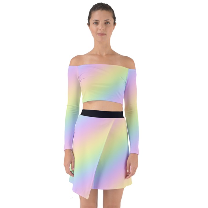 Pastel Goth Rainbow  Off Shoulder Top with Skirt Set