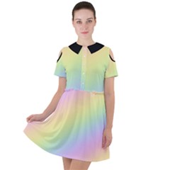 Pastel Goth Rainbow  Short Sleeve Shoulder Cut Out Dress  by thethiiird