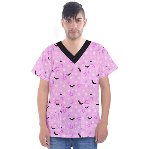 Spooky Pastel Goth  Men s V-neck Scrub Top by thethiiird