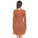 Orange and Peach design Long Sleeve V-neck Flare Dress View2