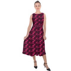 Pattern In Pink Designs Midi Tie-back Chiffon Dress