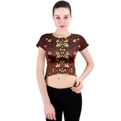 Happy Birds In Freedom And Peace Crew Neck Crop Top by pepitasart