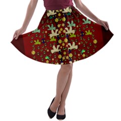 Happy Birds In Freedom And Peace A-line Skater Skirt by pepitasart