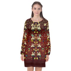 Happy Birds In Freedom And Peace Long Sleeve Chiffon Shift Dress  by pepitasart