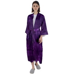 Purple Grunge Maxi Satin Kimono