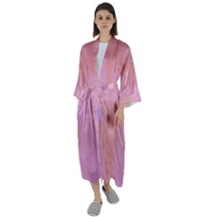 Pastel Pink Splatter  Maxi Satin Kimono