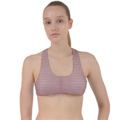 Pink Alligator Print Criss Cross Racerback Sports Bra by LoolyElzayat