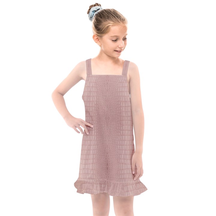 Pink Alligator Print Kids  Overall Dress