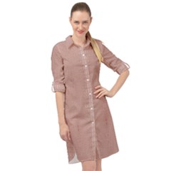 Pink Alligator Print Long Sleeve Mini Shirt Dress by LoolyElzayat