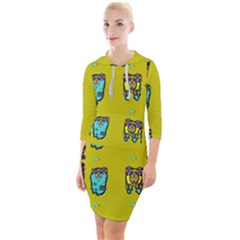 Peace People Hippie Friends And Free Living Fauna Quarter Sleeve Hood Bodycon Dress by pepitasart