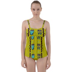 Peace People Hippie Friends And Free Living Fauna Twist Front Tankini Set by pepitasart