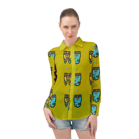 Peace People Hippie Friends And Free Living Fauna Long Sleeve Chiffon Shirt by pepitasart