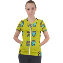 Peace People Hippie Friends And Free Living Fauna Short Sleeve Zip Up Jacket by pepitasart