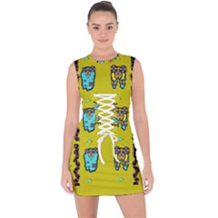 Peace People Hippie Friends And Free Living Fauna Lace Up Front Bodycon Dress