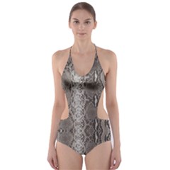 Python Snakeskin Print Cut-out One Piece Swimsuit by LoolyElzayat