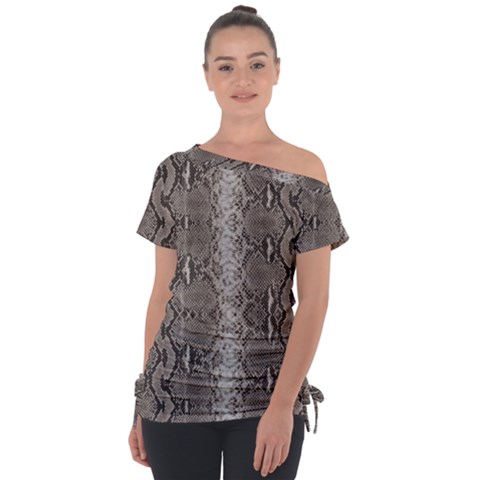 Python Snakeskin Print Tie-up Tee by LoolyElzayat