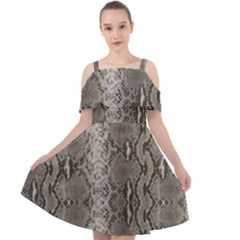 Python Snakeskin Print Cut Out Shoulders Chiffon Dress