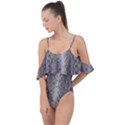 Python Snakeskin Print Drape Piece Swimsuit View1