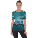 Awesome Light Bulb With Tropical Island Shoulder Cut Out Short Sleeve Top View1