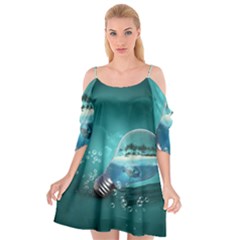 Awesome Light Bulb With Tropical Island Cutout Spaghetti Strap Chiffon Dress by FantasyWorld7