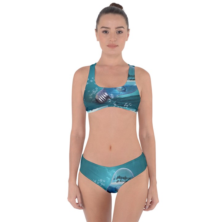 Awesome Light Bulb With Tropical Island Criss Cross Bikini Set