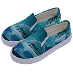 Awesome Light Bulb With Tropical Island Kids  Canvas Slip Ons by FantasyWorld7