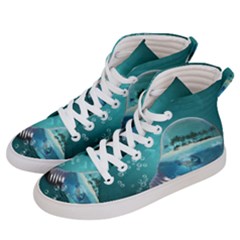 Awesome Light Bulb With Tropical Island Men s Hi-top Skate Sneakers by FantasyWorld7