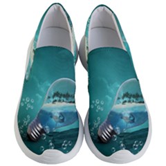 Awesome Light Bulb With Tropical Island Women s Lightweight Slip Ons by FantasyWorld7