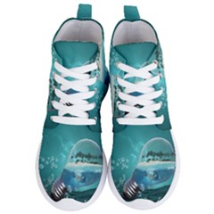 Awesome Light Bulb With Tropical Island Women s Lightweight High Top Sneakers by FantasyWorld7