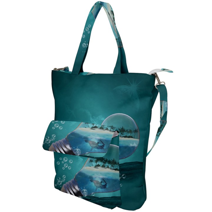 Awesome Light Bulb With Tropical Island Shoulder Tote Bag