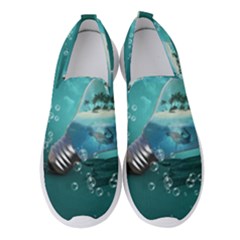 Awesome Light Bulb With Tropical Island Women s Slip On Sneakers by FantasyWorld7