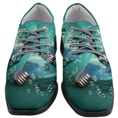 Awesome Light Bulb With Tropical Island Women Heeled Oxford Shoes