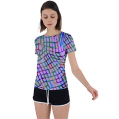 Lavender Squares Back Cut Out Sports Tee