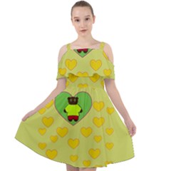 Home Of The Cartoon Bears Cut Out Shoulders Chiffon Dress