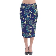 French Horn Velvet Midi Pencil Skirt by BubbSnugg