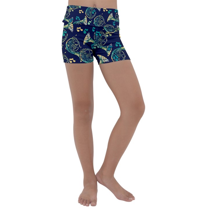 French Horn Kids  Lightweight Velour Yoga Shorts