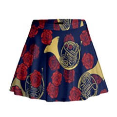 Roses French Horn  Mini Flare Skirt by BubbSnugg