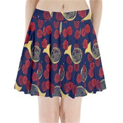 Roses French Horn  Pleated Mini Skirt by BubbSnugg