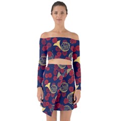 Roses French Horn  Off Shoulder Top With Skirt Set by BubbSnugg