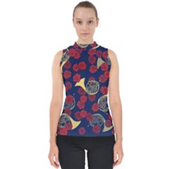 Roses French Horn  Mock Neck Shell Top by BubbSnugg