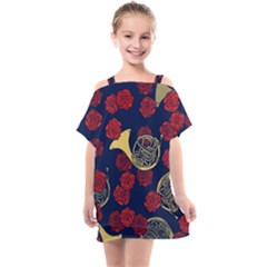 Roses French Horn  Kids  One Piece Chiffon Dress by BubbSnugg