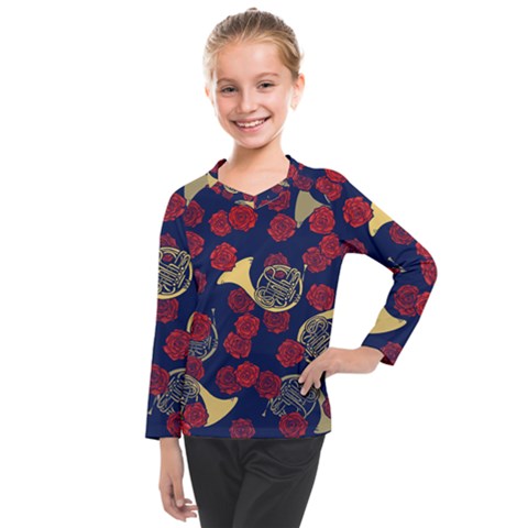 Roses French Horn  Kids  Long Mesh Tee by BubbSnugg